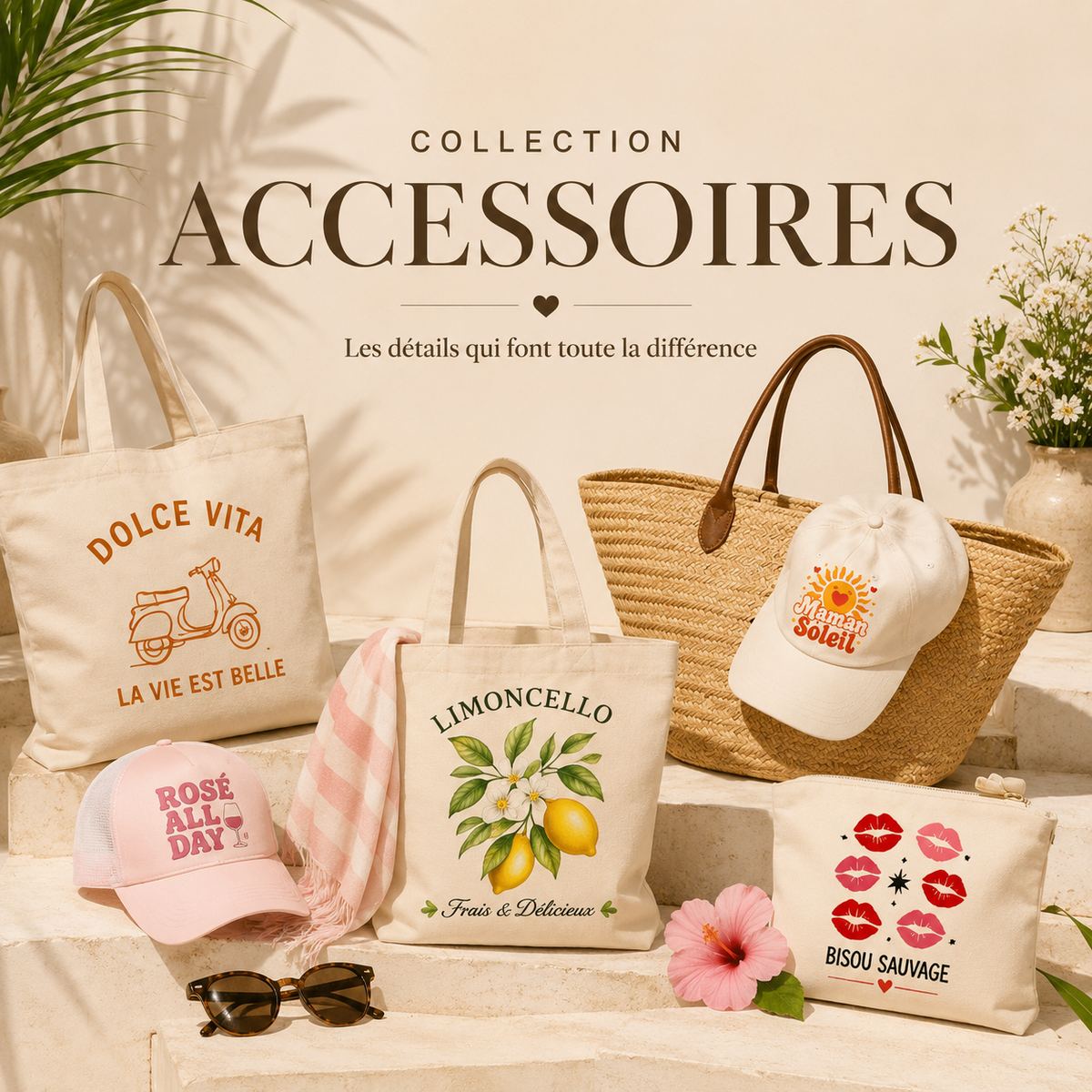 Tote bag en coton naturel Chic à la Française, collection accessoires Move98