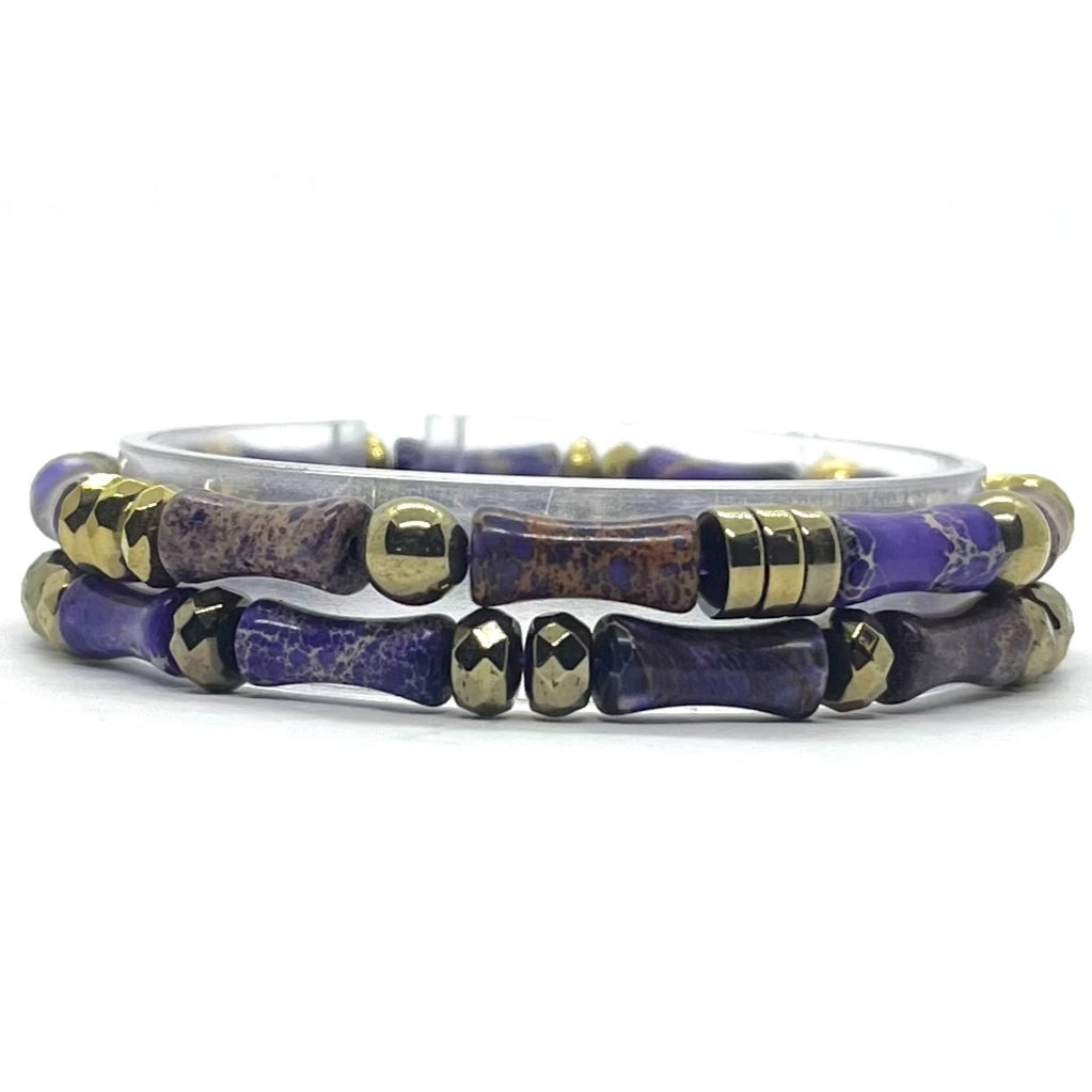 Set de 2 bracelets Miss Bambou jaspe impérial violet