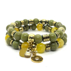 Set de 2 bracelets agate verte et calcédoine jaune 8 mm