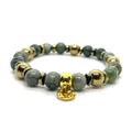 Bracelet en jaspe vert gris marbré 8 mm