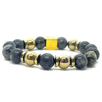 Bracelet Paris XVI 10 mm en jaspe gris anthracite marbré