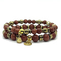 Set de 2 bracelets en goldstone brun-rouge scintillante