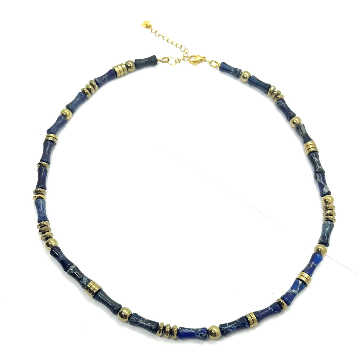 Collier Miss Bambou jaspe impérial bleu profond