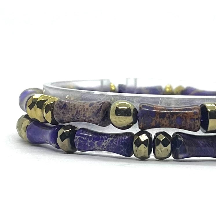 Bracelets Miss Bambou jaspe impérial violet portés