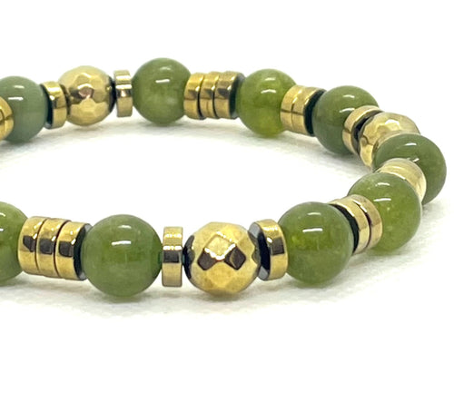 Bracelet jade verte porté au poignet