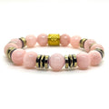 Bracelet Prague 10 mm en quartz rose poudré