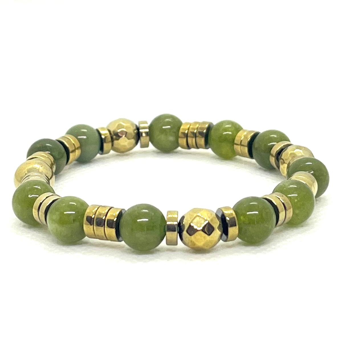 Bracelet Beaulieu 8 mm en jade verte