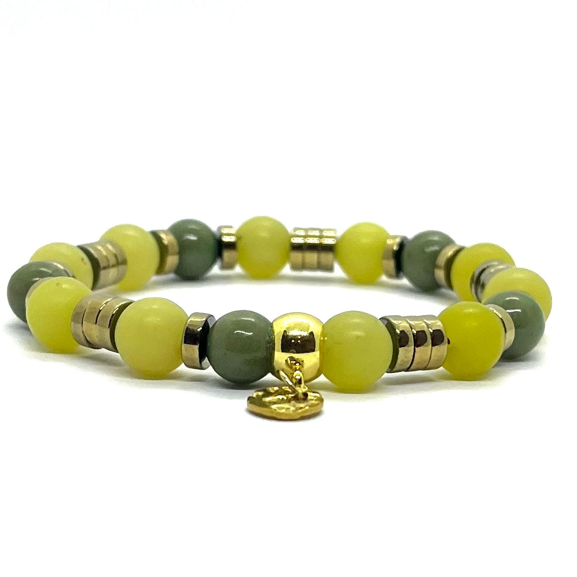 Bracelet Beaulieu 8 mm agate verte et jade