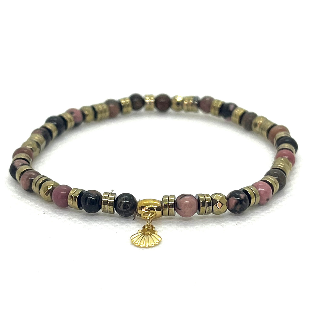 Bracelet Romie 4 mm en rhodochrosite rose et brune