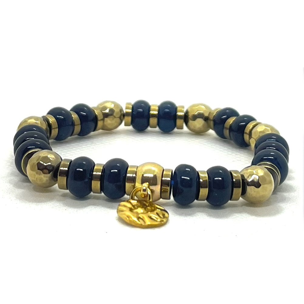 Bracelet Abacus en lapis-lazuli bleu nuit 6 mm