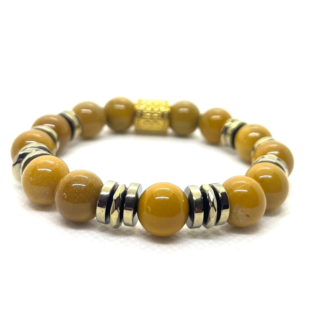 Bracelet Prague 10 mm en mokaïte camel