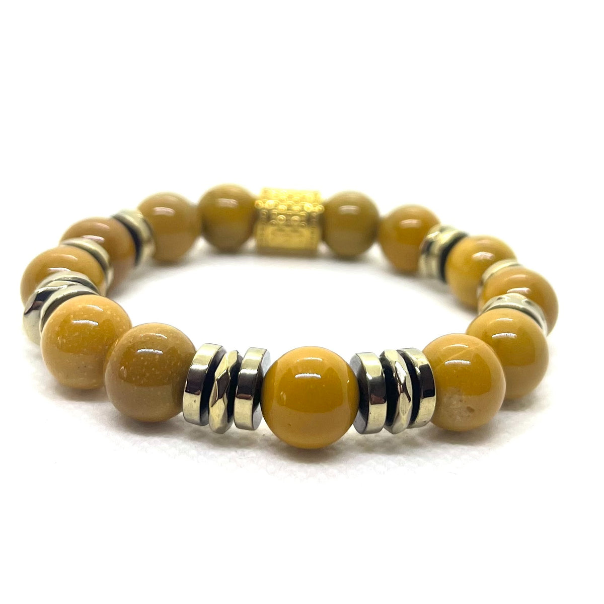 Bracelet Prague 10 mm en mokaïte camel
