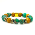 Bracelet Prague 10 mm mokaïte et jaspe impérial vert