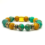 Bracelet Prague 10 mm mokaïte et jaspe impérial vert