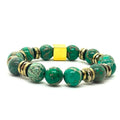 Bracelet Prague 10 mm en jaspe vert marbré