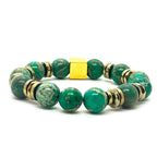 Bracelet Prague 10 mm en jaspe vert marbré