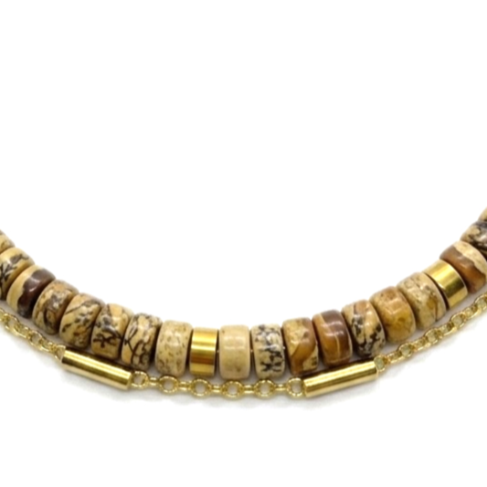 Bracelet double rang jaseron acier porté au poignet