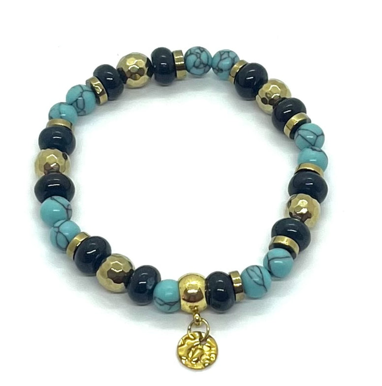 Bracelet Abacus en lapis-lazuli et turquoise 8 mm