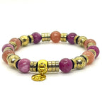 Bracelet Beaulieu 8 mm mokaïte violine et pierre de soleil