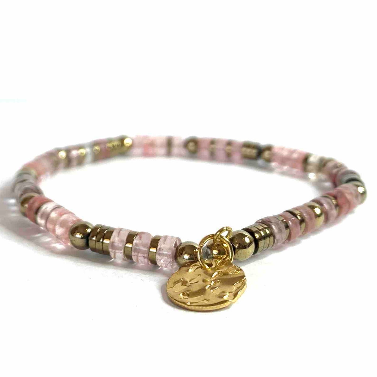 Bracelet Eden 4 mm en tourmaline melon d'eau rose et blanche