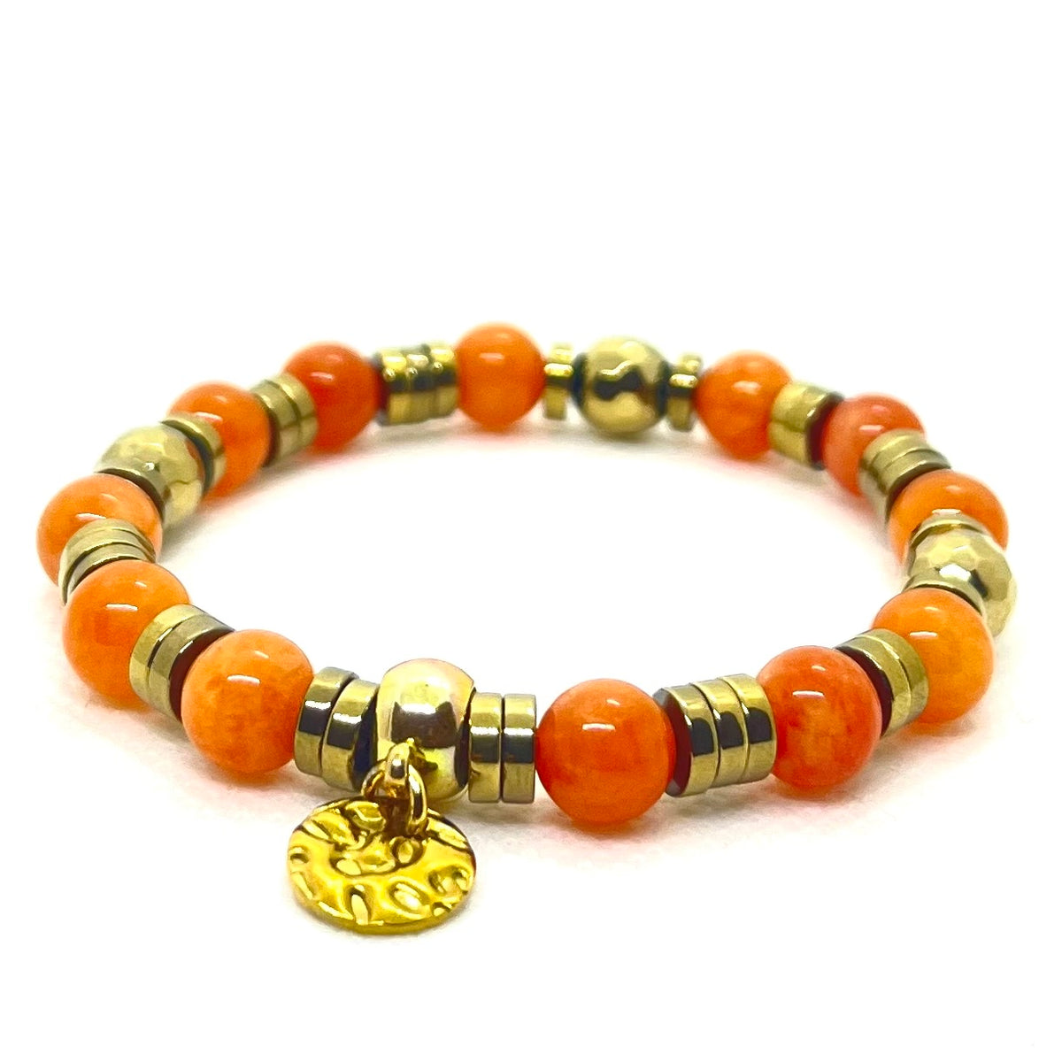 Bracelet Beaulieu 8 mm en agate orangé