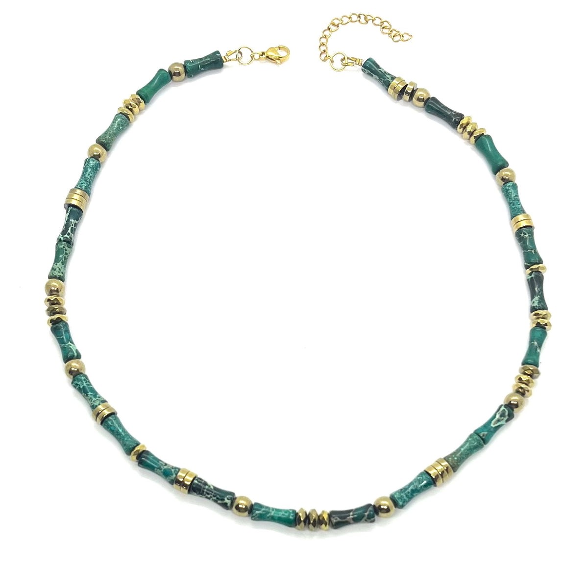 Collier Miss Bambou jaspe impérial vert profond