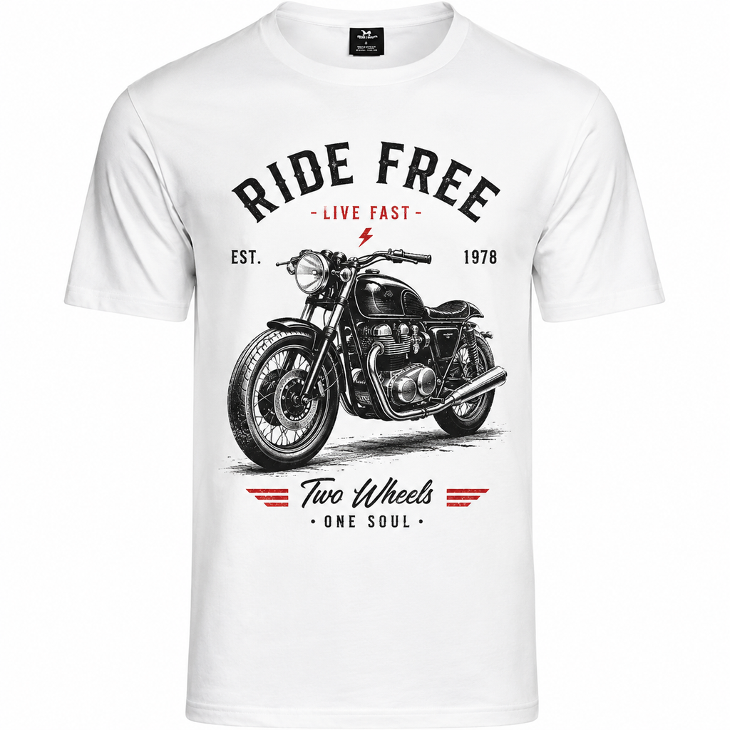 T-shirt homme Moto Café Racer Vintage : détail de la moto café racer rétro