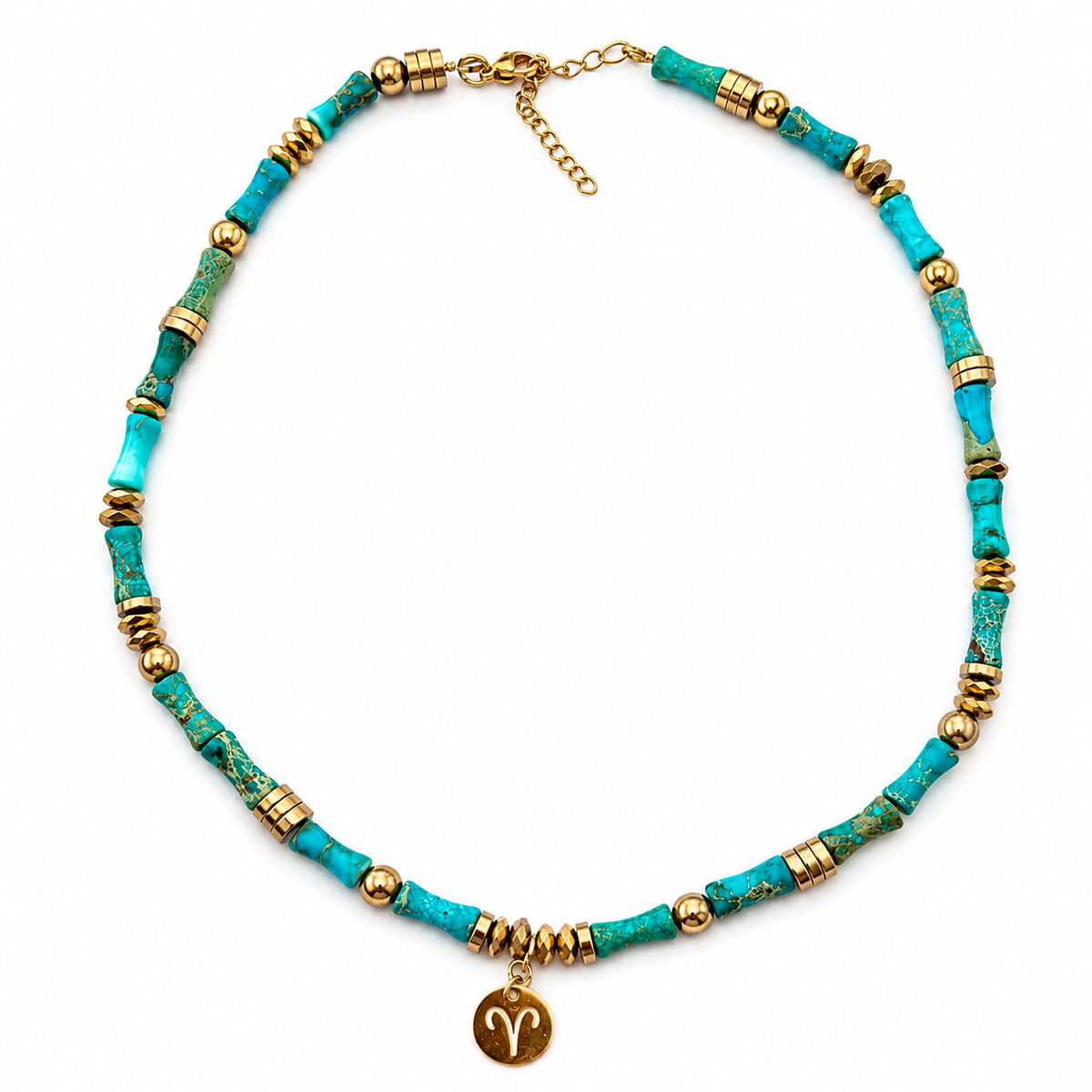 Collier Zodiaque Jaspe impérial & médaille astrologique