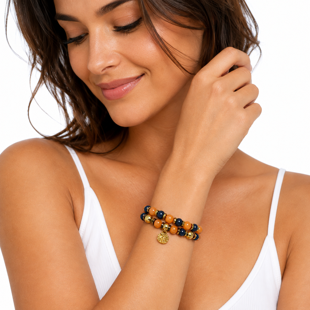 Bracelet Beaulieu 8 mm Agate orangé