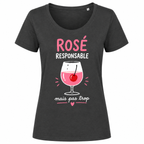 T-shirt anthracite Rosé Responsable : détail du motif Rosé Responsable