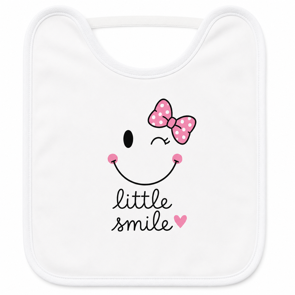 Bavoir bébé Little Smile : détail du motif Little Smile