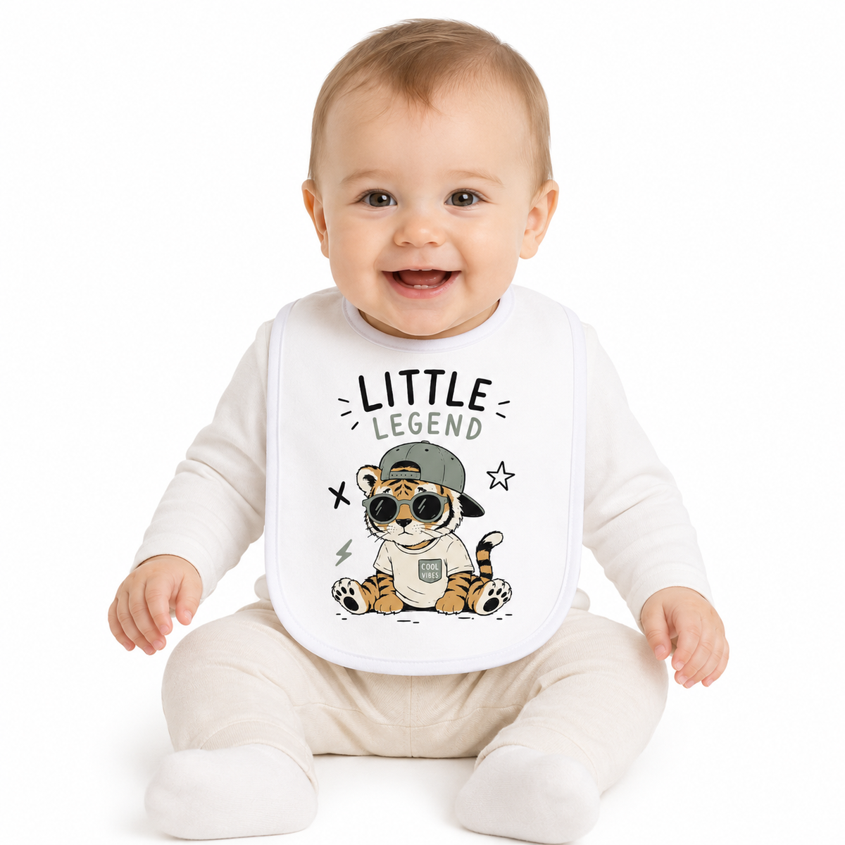 Bavoir Little Legend, bavoir bébé en coton imprimé en France