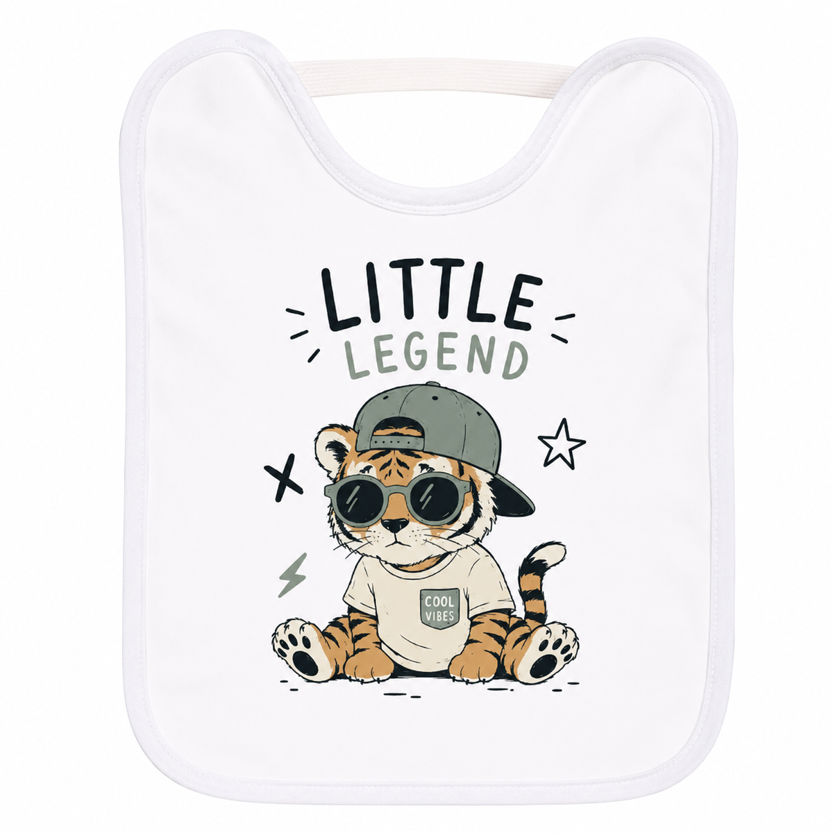 Bavoir Little Legend, bavoir bébé en coton imprimé en France — autre vue