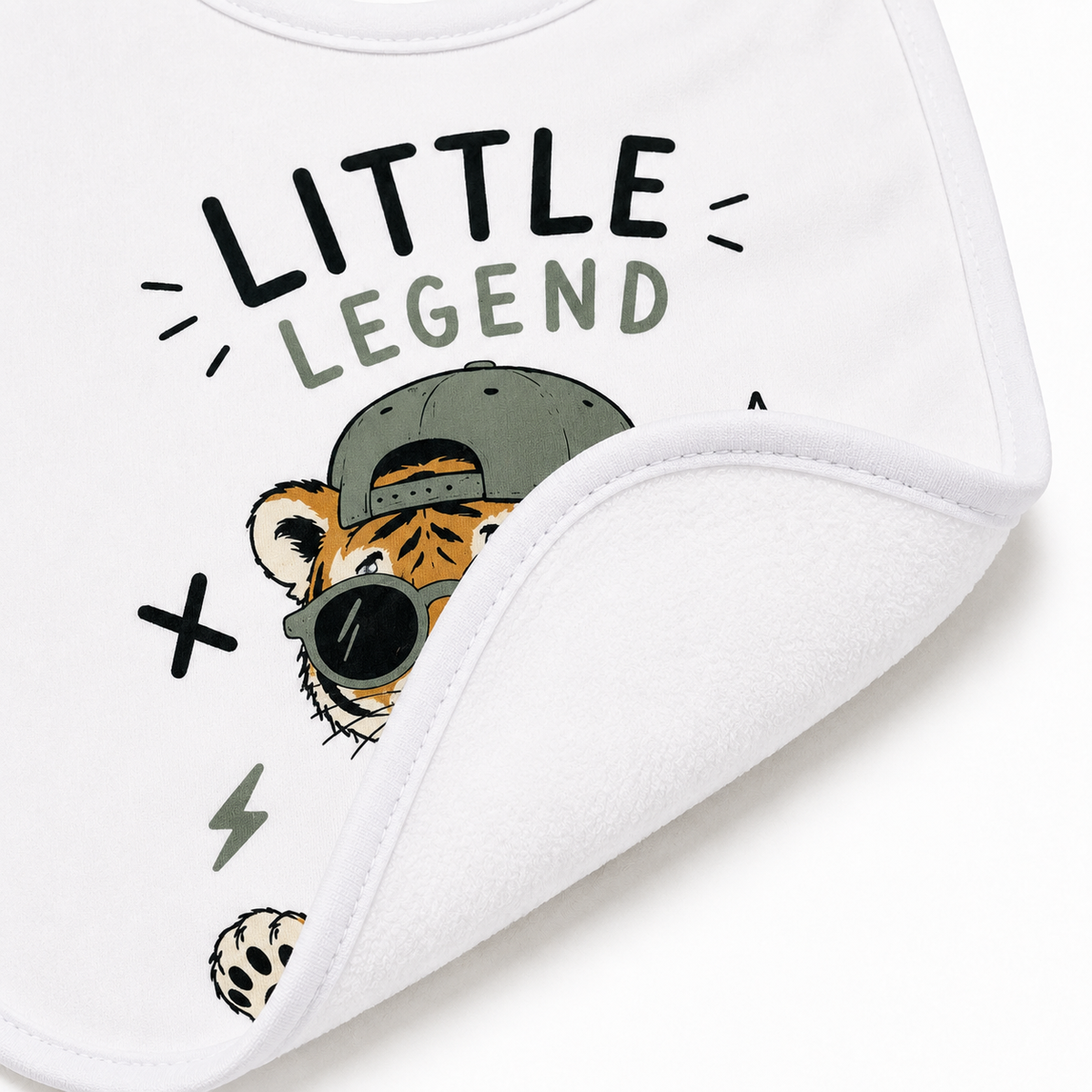 Bavoir Little Legend, bavoir bébé en coton imprimé en France — vue complémentaire 3