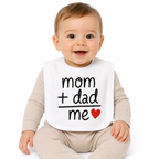 Bavoir Mom + Dad = Me, bavoir bébé en coton imprimé en France