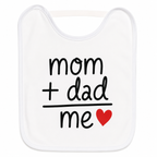 Bavoir Mom + Dad = Me, bavoir bébé en coton imprimé en France — autre vue
