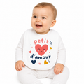 Bavoir Petit Cœur d'Amour, bavoir bébé en coton imprimé en France