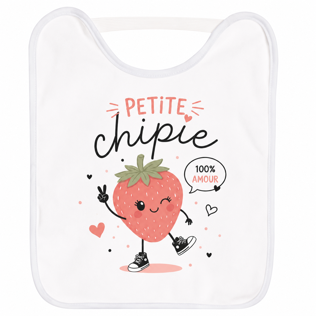 Bavoir Petite Chipie, bavoir bébé en coton imprimé en France — autre vue