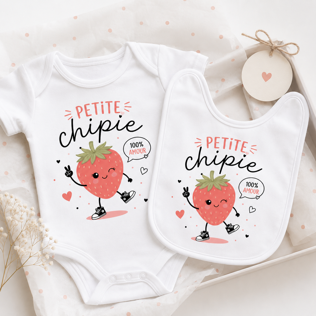 Bavoir Petite Chipie, bavoir bébé en coton imprimé en France — vue complémentaire 5
