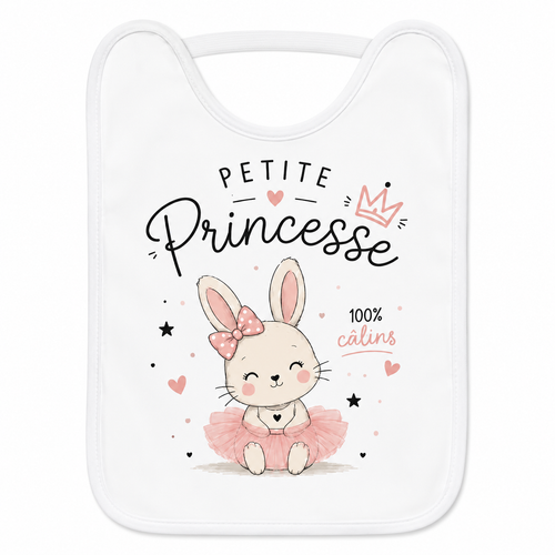 Bavoir Petite Princesse, bavoir bébé en coton imprimé en France — autre vue
