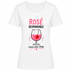 T-shirt blanc Rosé Responsable : détail du motif Rosé Responsable
