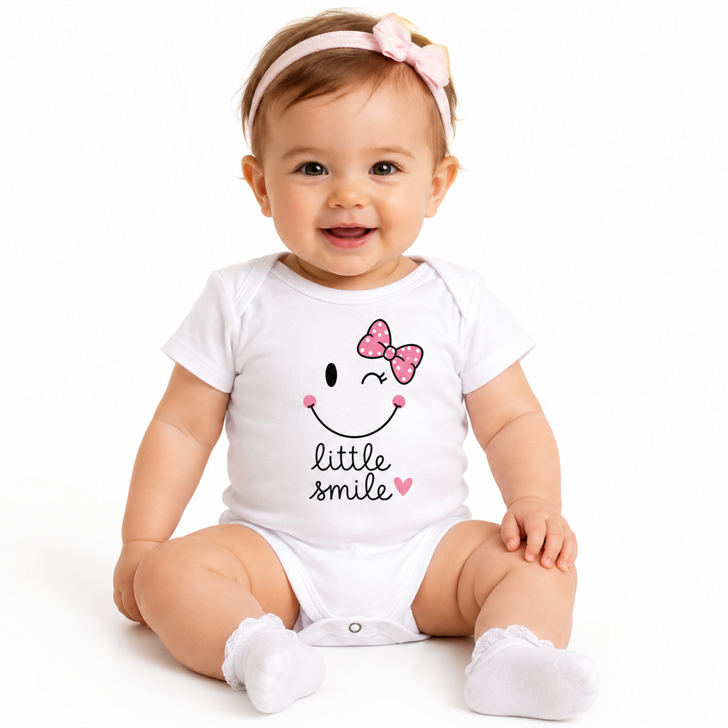 Body bébé Little Smile : motif smiley Little Smile, cadeau de naissance fille