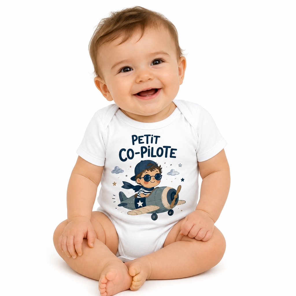 Body bébé Petit Co-Pilote : motif Petit Co-Pilote, cadeau de naissance garçon