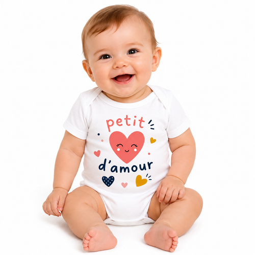 Body bébé Petit Cœur d'Amour : motif cœur, cadeau de naissance
