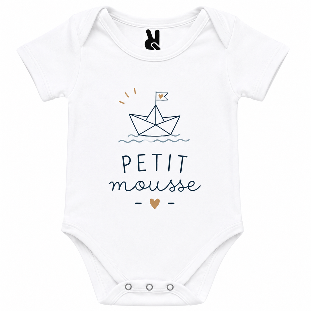 Body bébé Petit Mousse : détail du motif marin Petit Mousse