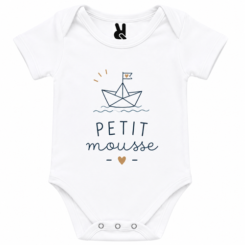 Body bébé Petit Mousse : détail du motif marin Petit Mousse