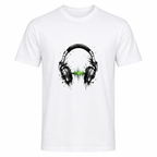 T-shirt homme Casque DJ Onde Sonore : détail du casque DJ et de l'onde sonore