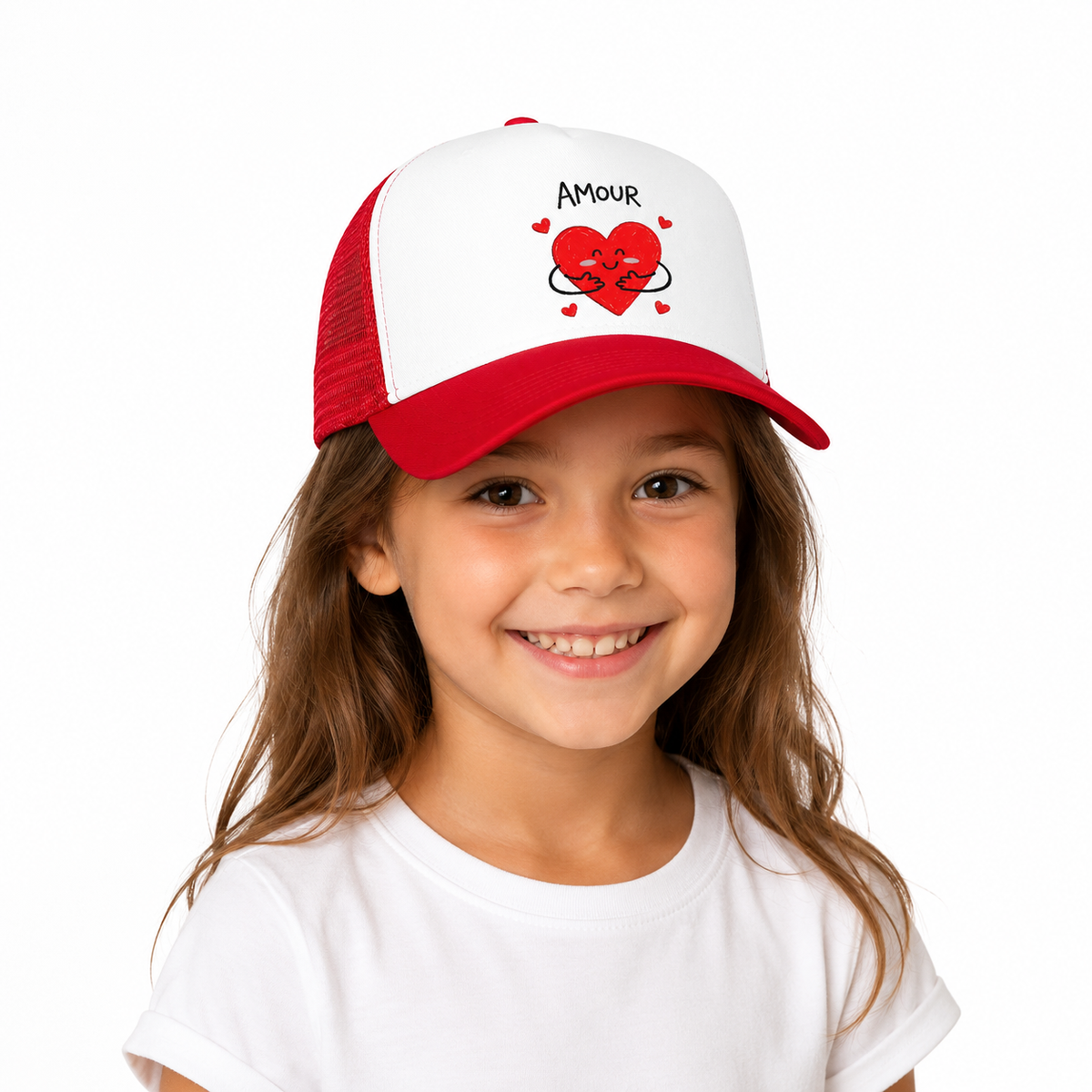 Casquette Enfant Amour Cœur Câlin, casquette enfant réglable imprimée en France