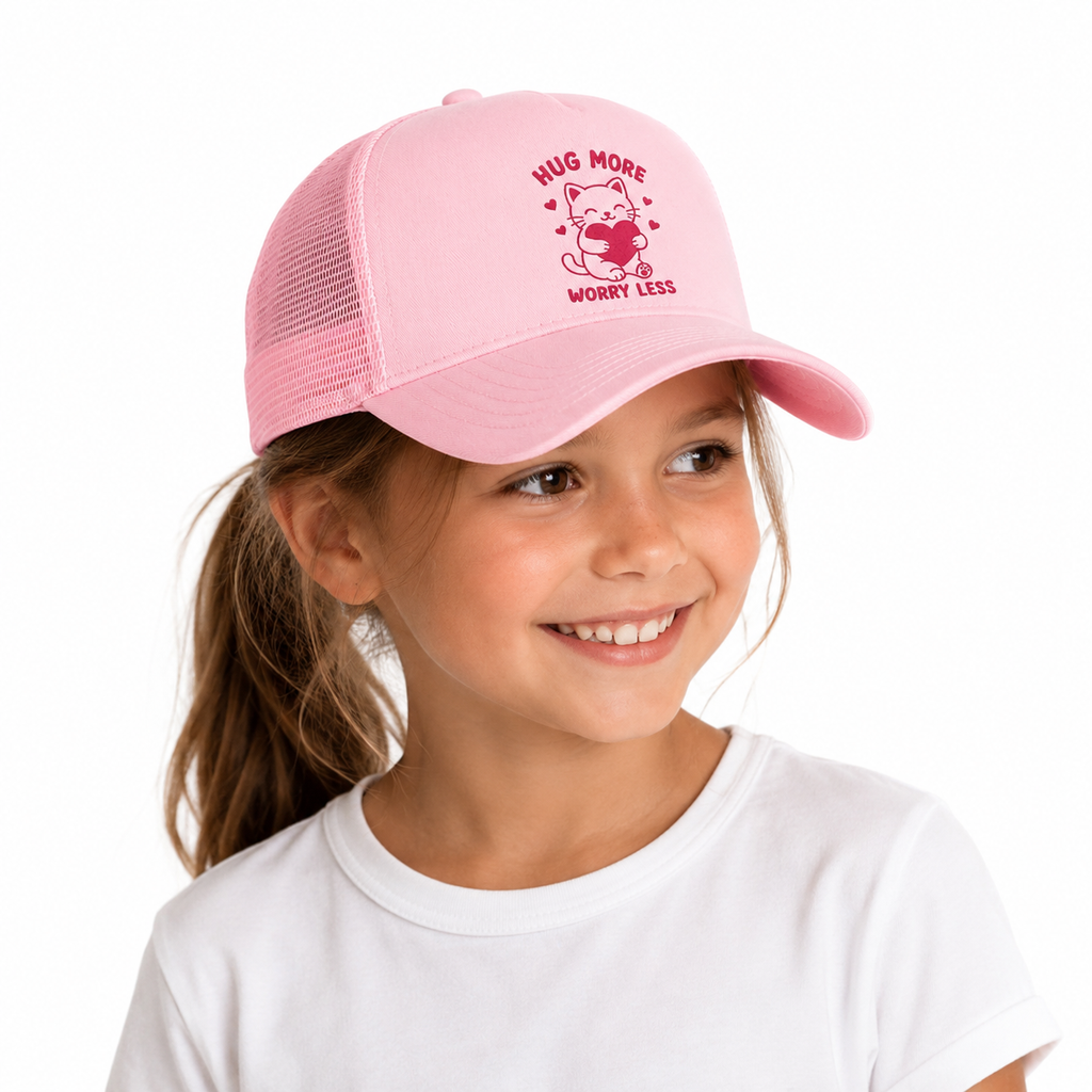 Casquette Enfant Hug More Worry Less, casquette enfant réglable imprimée en France