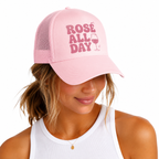 Casquette trucker femme rose pastel Rosé All Day : motif verre de rosé